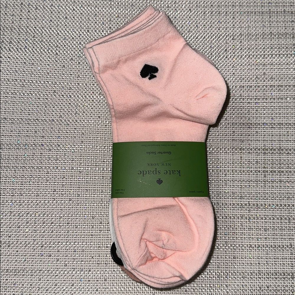 kate spade 6 pairs White Pink Mauve Quarter Cotton Blend Socks